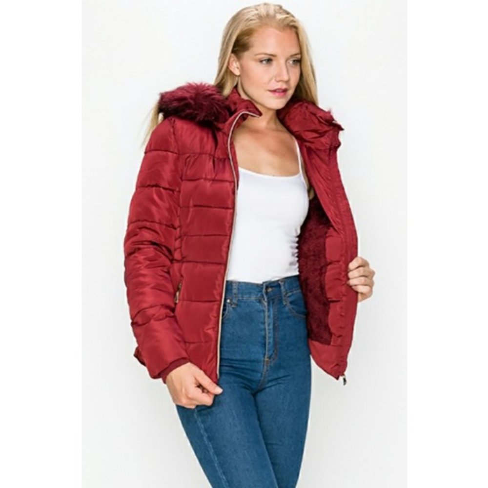 💜Wine Faux Fur Jacket💜 Women's & Youth Jackets - Picture 3 of 15